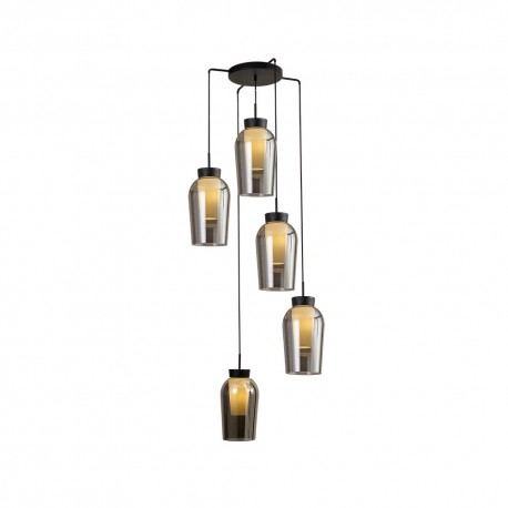 LÁMPARA 5 LUCES CRISTAL CROMO