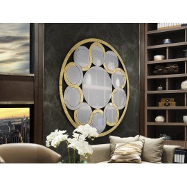 ESPEJO 120CM DIAM GRECA PAN DE ORO
