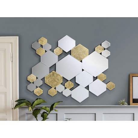 ESPEJO HEXÁGONOS 121X92CM PAN DE ORO