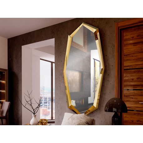 ESPEJO POLIÉDRICO  ACERO BRILLO DORADO 180X90