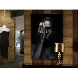 CUADRO CRISTAL TEMPLADO chica negro oro