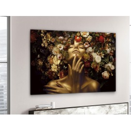 CUADRO CRISTAL TEMPLADO mujer flores
