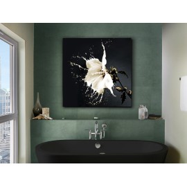 CUADRO CRISTAL TEMPLADO flor blanca