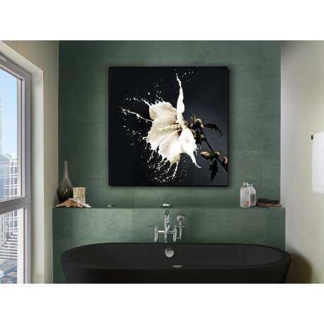 CUADRO CRISTAL TEMPLADO flor blanca