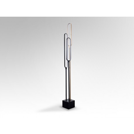 LÁMPARA DE PIE NEGRO ORO ROSA 44W LED