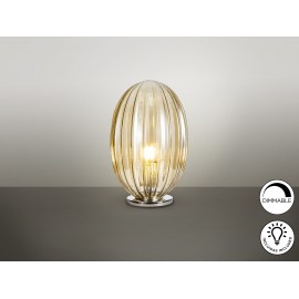 LÁMPARA DE SOBREMESA LED DIMABLE COÑAC CROMO