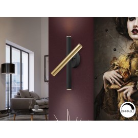LÁMPARA DE PARED ORO NEGRO 3 LUCES LED DIMABLE
