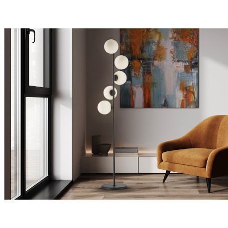 LÁMPARA DE PIE 5 LUCES NEGRO OPAL LED