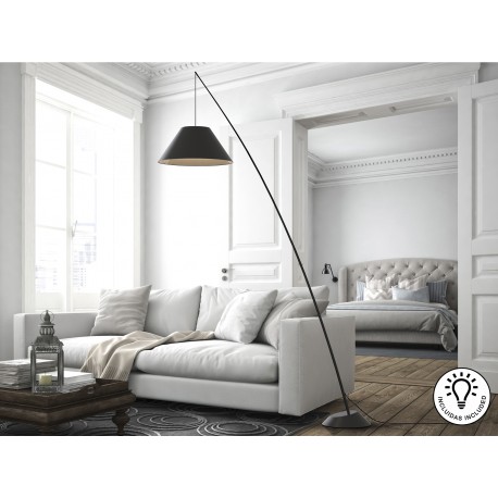 LÁMPARA DE PIE FIBRA DE CARBONO NEGRO PANTALLA LED