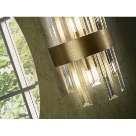 APLIQUE PARED DOS LUCES LED ORO CRISTAL