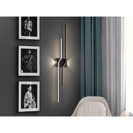 APLIQUE DE PARED LED NEGRO DOS BRAZOS