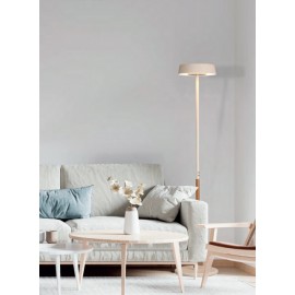 LÁMPARA DE PIE LED DIMABLE MADERA BLANCO