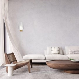 LÁMPARA DE PIE E27 BLANCO MADERA