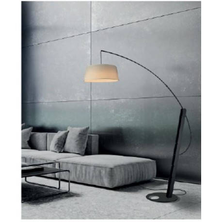 LÁMPARA DE PIE LED NEGRO PANTALLA CREMA