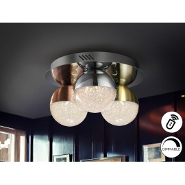 PLAFÓN DE TECHO LED DIMABLE  CON MANDO CROMO, COBRE, LATÓN