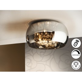 PLAFÓN DE TECHO LED DIMABLE CRISTAL ESPEJADO 40CM