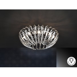 PLAFON DE TECHO 9 LUCES CROMO CRISTAL TRANSPARENTE