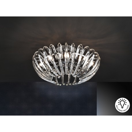PLAFON DE TECHO 9 LUCES CROMO CRISTAL TRANSPARENTE