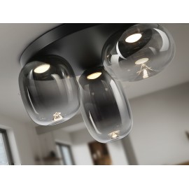 PLAFON DE TECHO  LED NEGRO CRISTAL SOPLADO SMOKE
