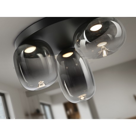PLAFON DE TECHO  LED NEGRO CRISTAL SOPLADO SMOKE