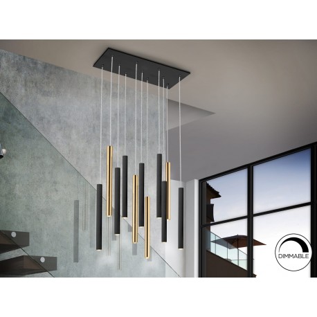 LÁMPARA DE TECHO LED DIMABLE NEGRO ORO 11 L