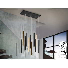LÁMPARA DE TECHO LED DIMABLE MANDO NEGRO ORO 11 L