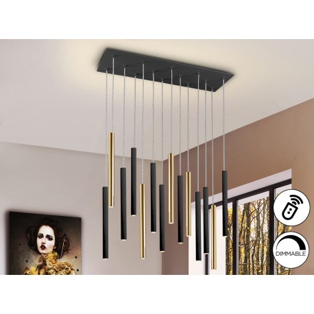 LÁMPARA DE TECHO LED DIMABLE MANDO ORO NEGRO 14 L