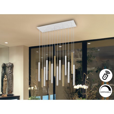 LÁMPARA DE TECHO LED DIMABLE MANDO ORO BLANCO 14 L