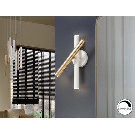 LÁMPARA DE PARED ORO BLANCO 3 LUCES LED DIMABLE