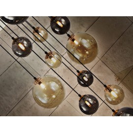 LAMPARA  NEGRO LATÓN 14 LUCES