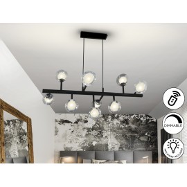 LAMPARA LED NEGRO 9 LUCES TULIPAS CRISTAL