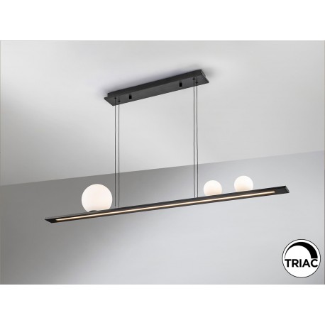 LAMPARA LED DIMABLE NEGRO 3 LUCES ESFERAS BLANCAS
