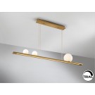 LAMPARA LED DIMABLE DORADO 3 LUCES ESFERAS BLANCAS