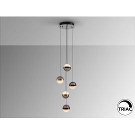 LAMPARA LED DIMABLE MANDO NEGRO COBRE LÁTON 5 LUCES