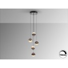 LAMPARA LED DIMABLE MANDO NEGRO COBRE LÁTON 5 LUCES