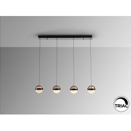 LAMPARA LED DIMABLE MANDO NEGRO COBRE LÁTON 4 LUCES