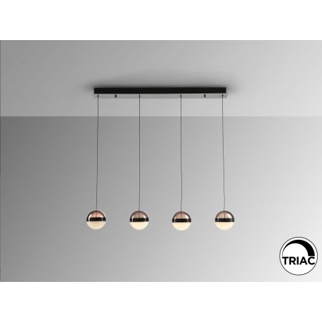 LAMPARA LED DIMABLE MANDO NEGRO COBRE LÁTON 4 LUCES