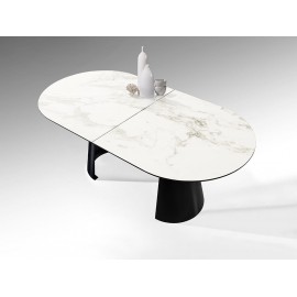 MESA EXTENSIBLE NEGRO MÁRMOL BLANCO
