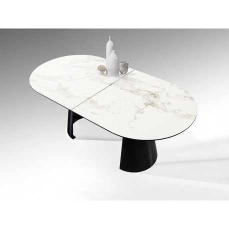 MESA EXTENSIBLE NEGRO MÁRMOL BLANCO