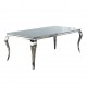 MESA ACERO INOXIDABLE CRISTAL BLANCO