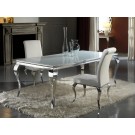 MESA ACERO INOXIDABLE CRISTAL BLANCO