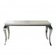 MESA ACERO INOXIDABLE CRISTAL BLANCO