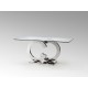 MESA ACERO INOXIDABLE CRISTAL BLANCO
