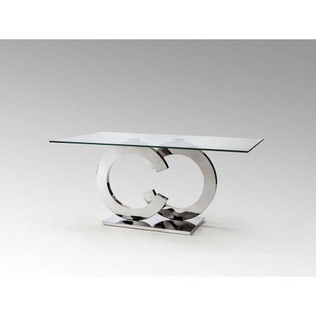 MESA ACERO INOXIDABLE CRISTAL BLANCO
