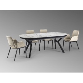 MESA EXTENSIBLE NEGRO MÁRMOL BLANCO