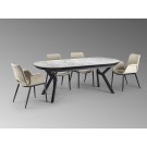 MESA EXTENSIBLE NEGRO MÁRMOL BLANCO