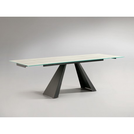 MESA EXTENSIBLE NEGRO BLANCO VETEADO