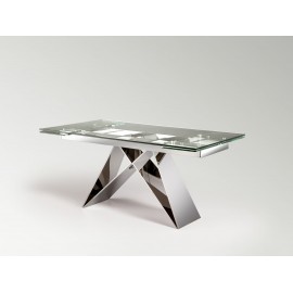 MESA EXTENSIBLE ACERO CRISTAL TRANSPARENTE