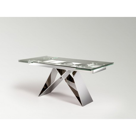 MESA EXTENSIBLE ACERO CRISTAL TRANSPARENTE