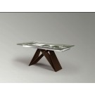MESA EXTENSIBLE MARRÓN ACERO CRISTAL TRANSPARENTE